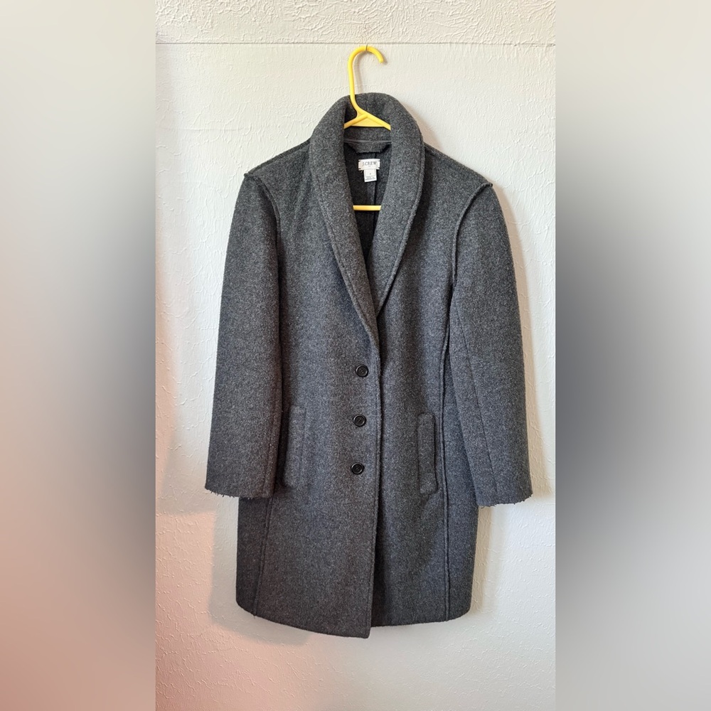 J. Crew Dark Gray Shawl-Collar Wool Pea Coat